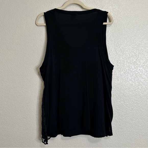 J. Crew Embroidered Floral Lace Overlay Black Tank Top, Size XL - Picture 5 of 10